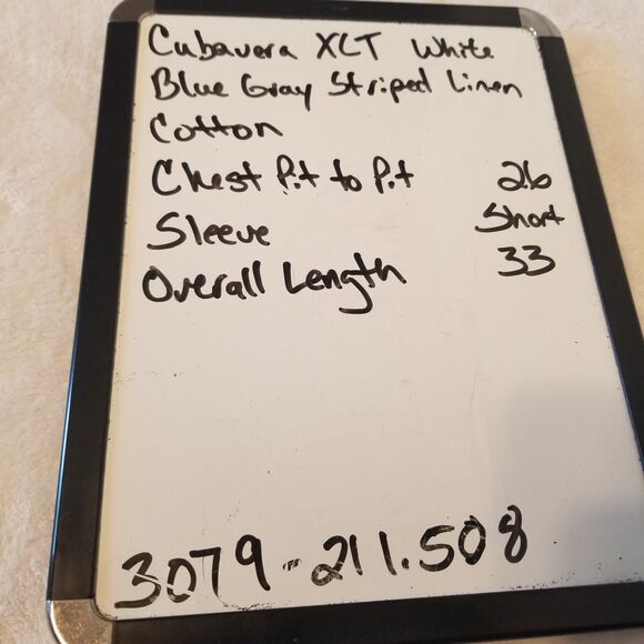 Cubavera XLT Shirt Button Front Linen Cotton Blend Blue Gray Striped Beach - Picture 8 of 8